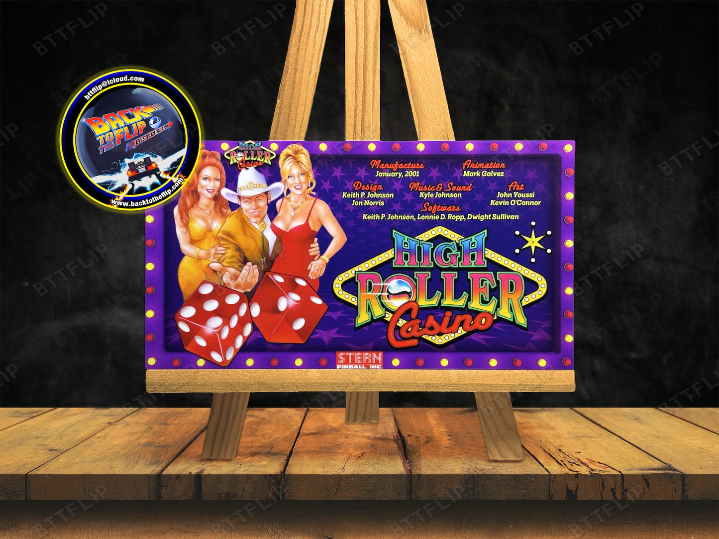 Stern High Roller Casino 2001 Jeu Cartes règles Instructions Flipper Custom Apron
