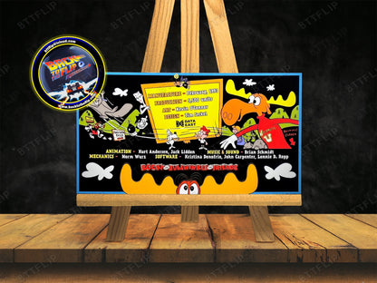 Data East LAS AVENTURAS DE ROCKY Y BULLWINKLE Y AMIGOS 1993 Reglas del juego Tarjetas Instrucciones Pinball Delantal personalizado V1