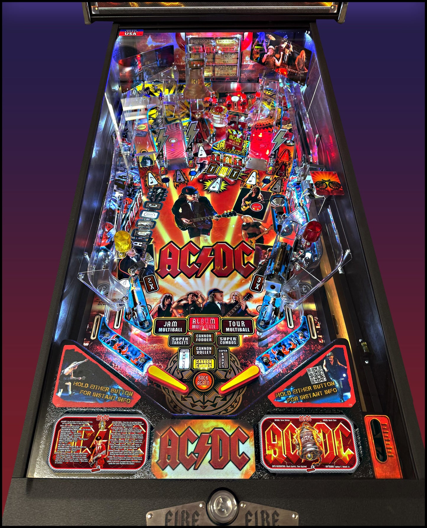 Instrucciones de las tarjetas de juego Stern AC/DC 2012, versión Pinball 1, delantal de pinball con impresión personalizada, tarjetas ACDC