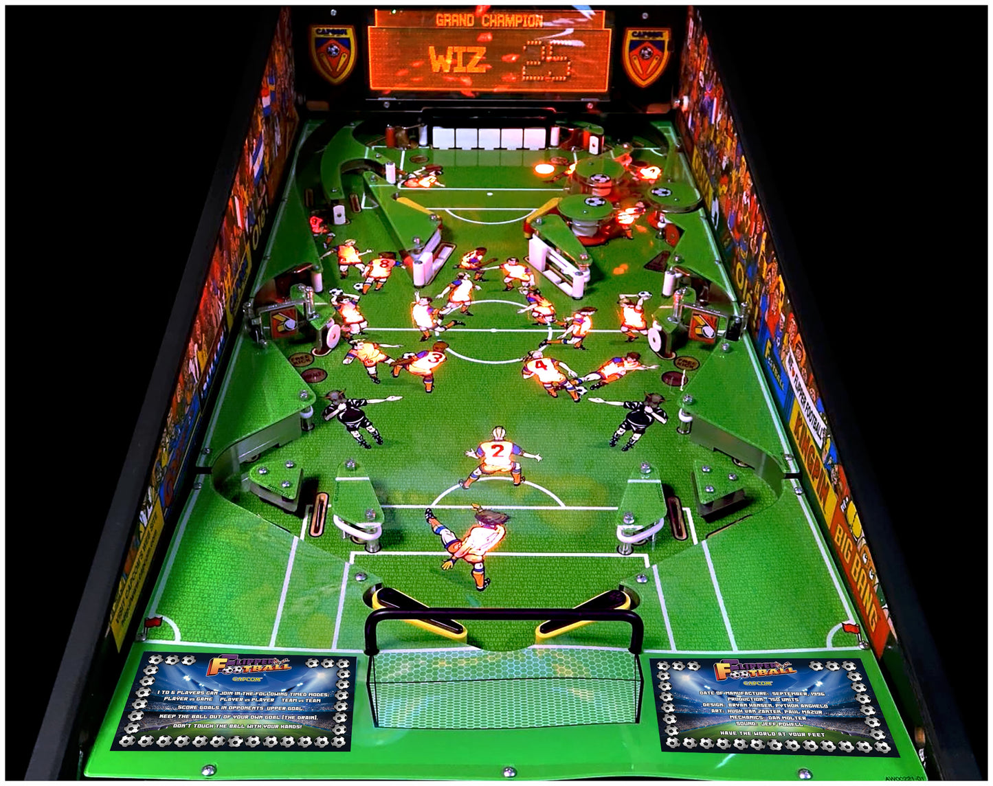 Capcom "Flipper Football" 1996 Jeu Cartes Instructions Flipper Custom Apron règles imprimées Foot