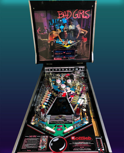 Instrucciones de las tarjetas del juego Gottlieb Bad Girls 1988, reglas impresas del delantal personalizado de pinball