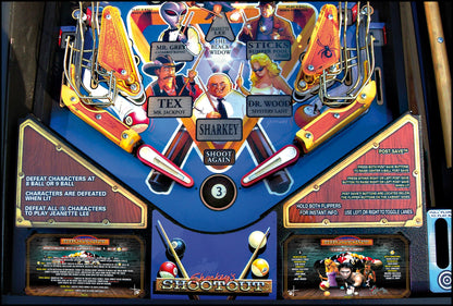 Instrucciones para las tarjetas de juego Stern Sharkey's Shootout 2000, delantal personalizado de pinball, reglas impresas V1