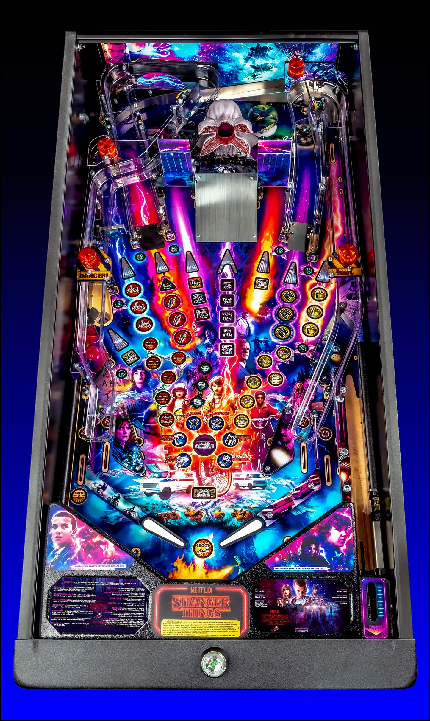 Stern Stranger Things 2019 Jeu Cartes Instructions Flipper Custom Apron règles imprimées V2