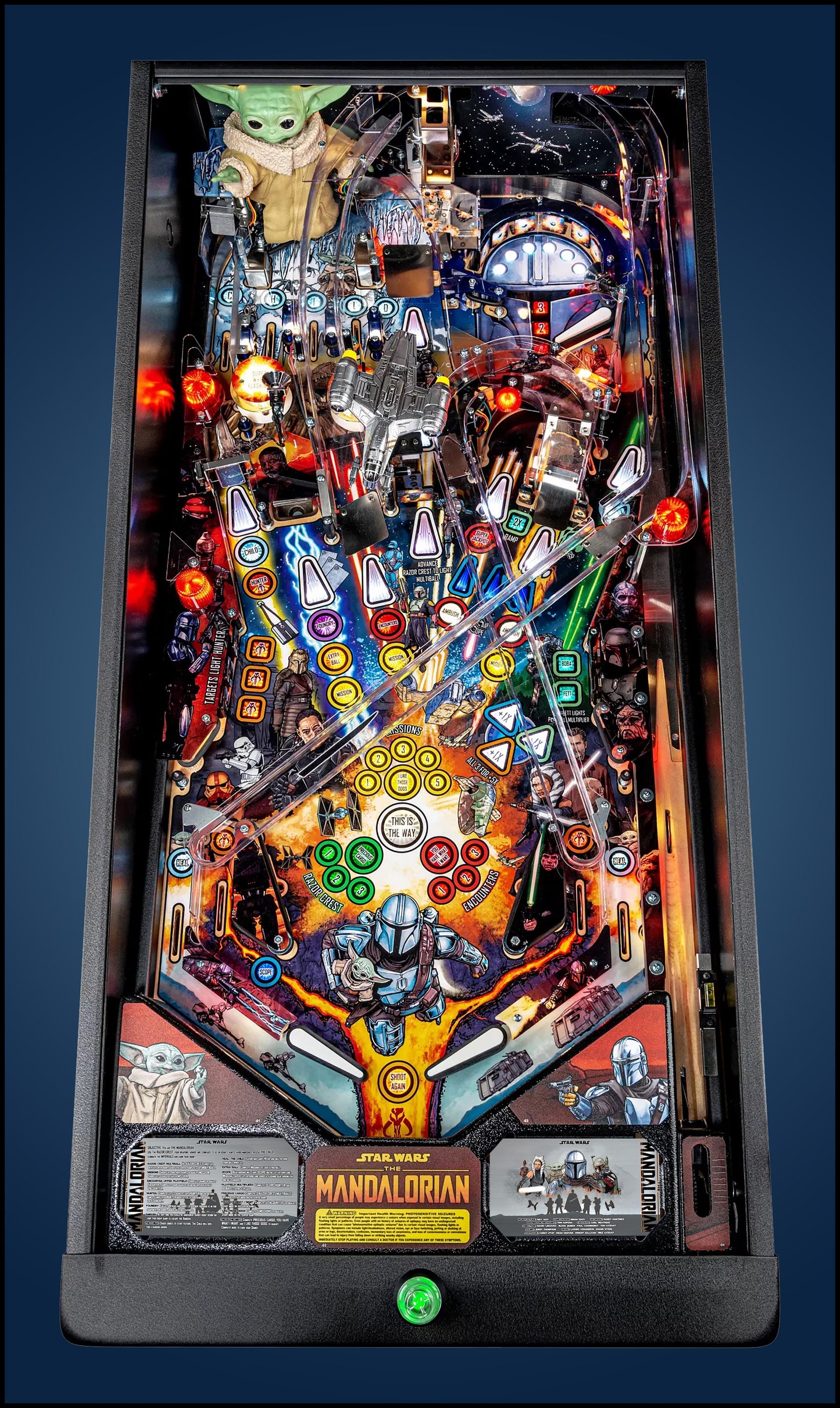 Stern Star Wars The Mandalorian 2021 Jeu Cartes Instructions Flipper Custom Apron règles imprimées V2
