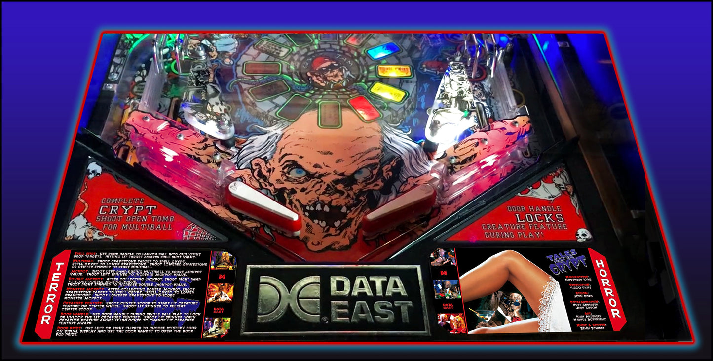 Data East Tales From The Crypt 1993 Jeu Cartes Instructions Flipper Custom Apron règles imprimées V3