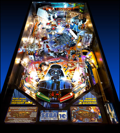 Instrucciones de las tarjetas del juego SEGA Star Wars Trilogy 1997 Delantal personalizado de pinball con reglas impresas