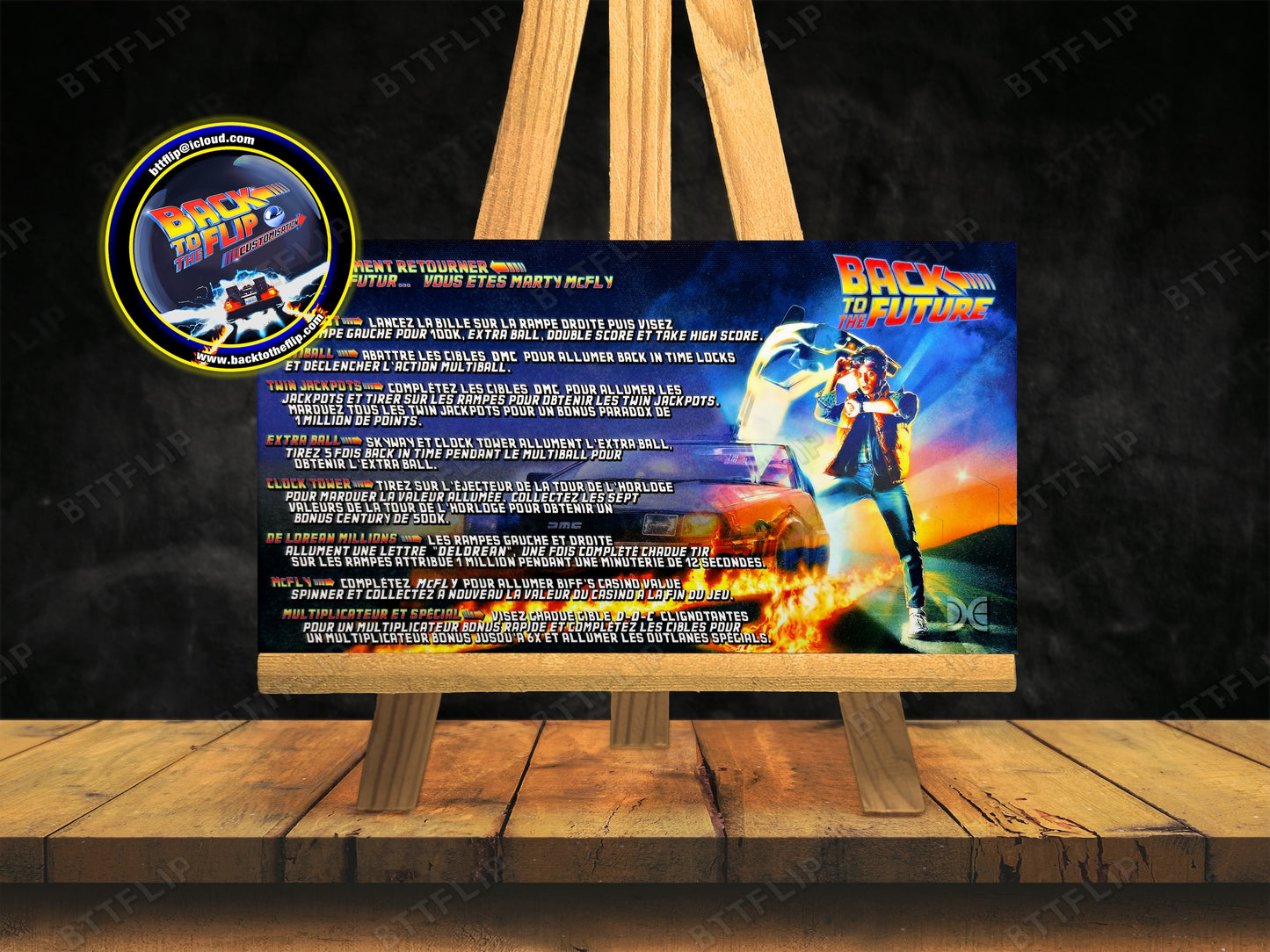 Instrucciones de las tarjetas del juego Data East Back To The Future 1990, delantal personalizado de pinball, reglas impresas