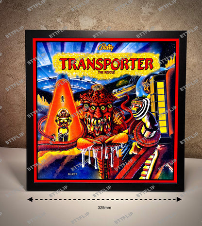 Frame + Pinball Print Bally Transporter The Rescue 1989 - Pinball Backglass Art - 30 cm - 12"
