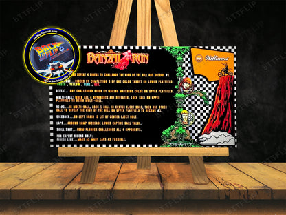 Williams Banzai Run 1988 Juego Tarjetas Reglas Instrucciones Pinball Delantal Personalizado