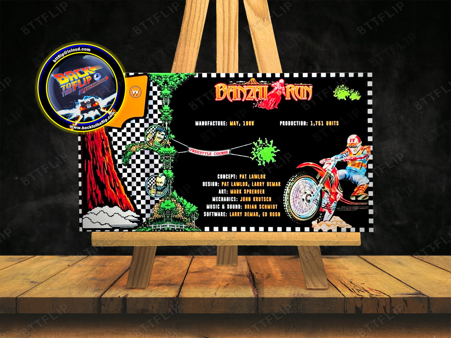 Williams Banzai Run 1988 Juego Tarjetas Reglas Instrucciones Pinball Delantal Personalizado