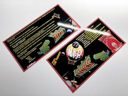Cartes d'instructions custom apron flipper Williams Big Guns 1987 (set de 2)