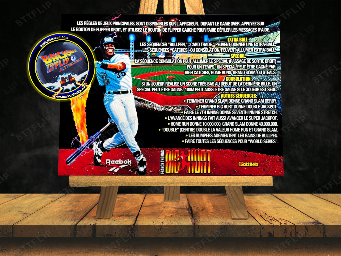 Gottlieb Big Hurt 1985 Juego Cartas Reglas Instrucciones Pinball Delantal Personalizado