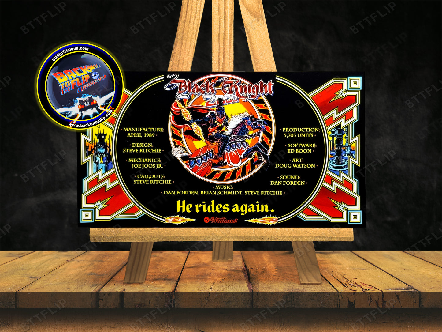 Williams Black Knight 2000 1989 Jeu Cartes Instructions Flipper Custom Apron règles imprimées