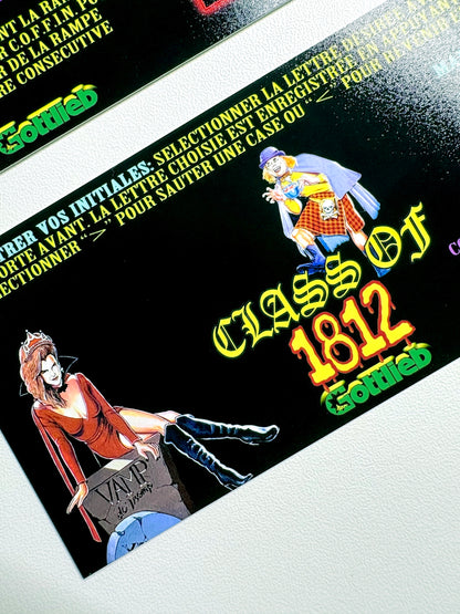 Tarjetas de juego Gottlieb 1991 CLASE DE 1812 Instrucciones Flipper Delantal personalizado reglas impresas