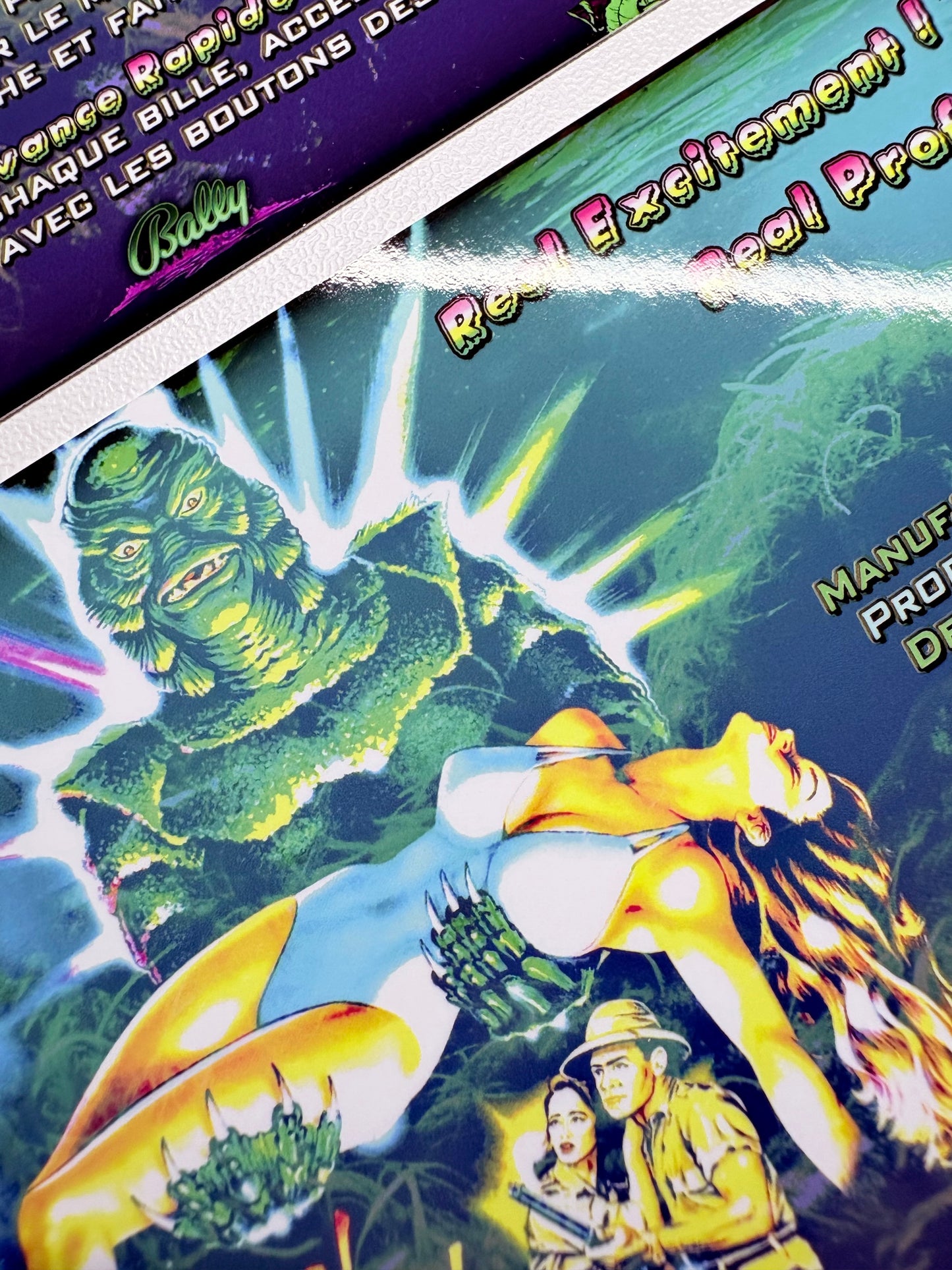 Tarjetas de instrucciones custom del delantal de la máquina de pinball Bally Creature From The Black Lagoon 1992 V2 (set de 2)