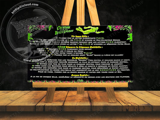 Cartes d'instructions custom apron flipper Bally Creature From The Black Lagoon 1992 V3 (set de 2)