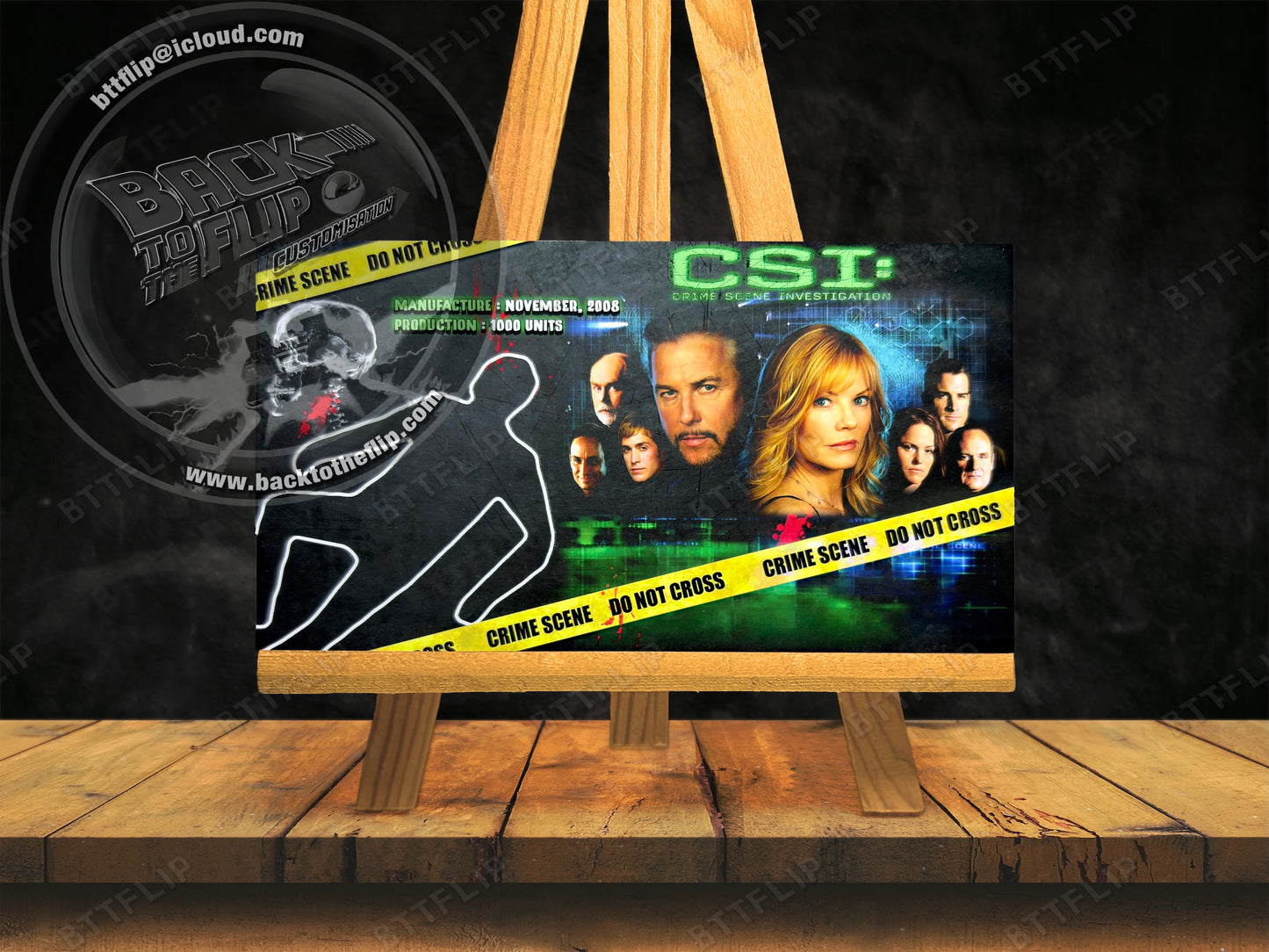 Cartas de instrucciones custom para flipper de delantal Stern CSI Crime Scene Investigation 2008 (juego de 2)
