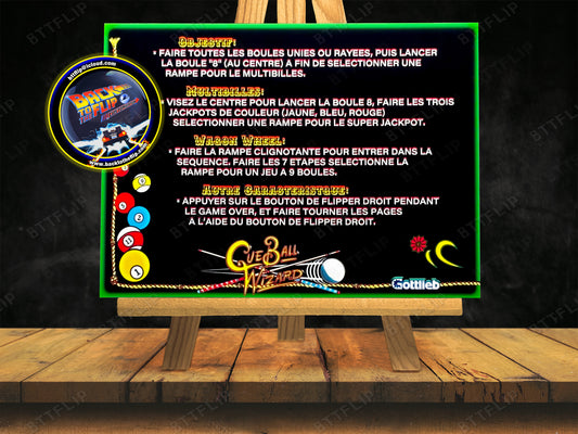 Gottlieb Cue Ball Wizard 1992 Game Cards Rules Instructions Pinball Custom Apron