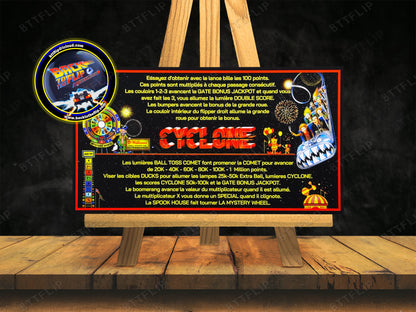 Williams Cyclone 1988 Juego de cartas Reglas Instrucciones Pinball Delantal personalizado