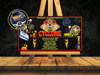 Williams Cyclone 1988 Juego de cartas Reglas Instrucciones Pinball Delantal personalizado