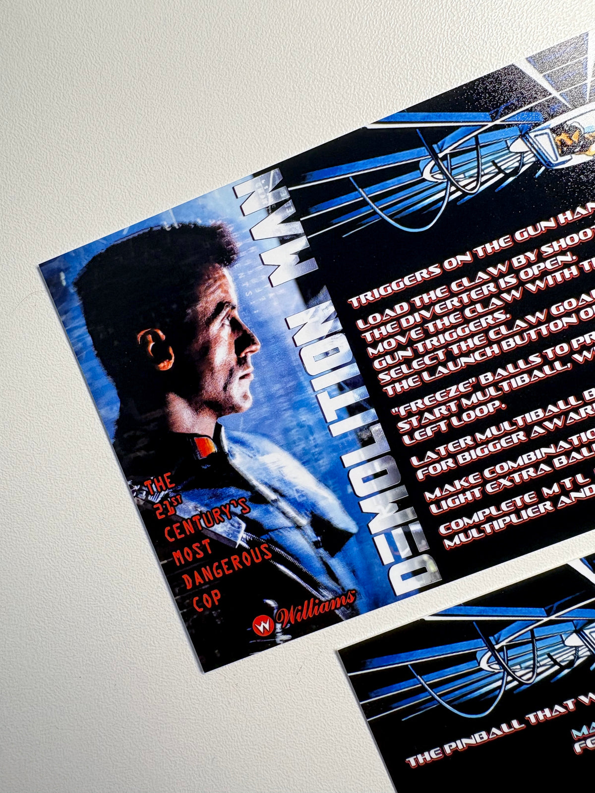 Williams Demolition Man 1994 Juego de cartas, reglas e instrucciones Pinball Delantal personalizado V1
