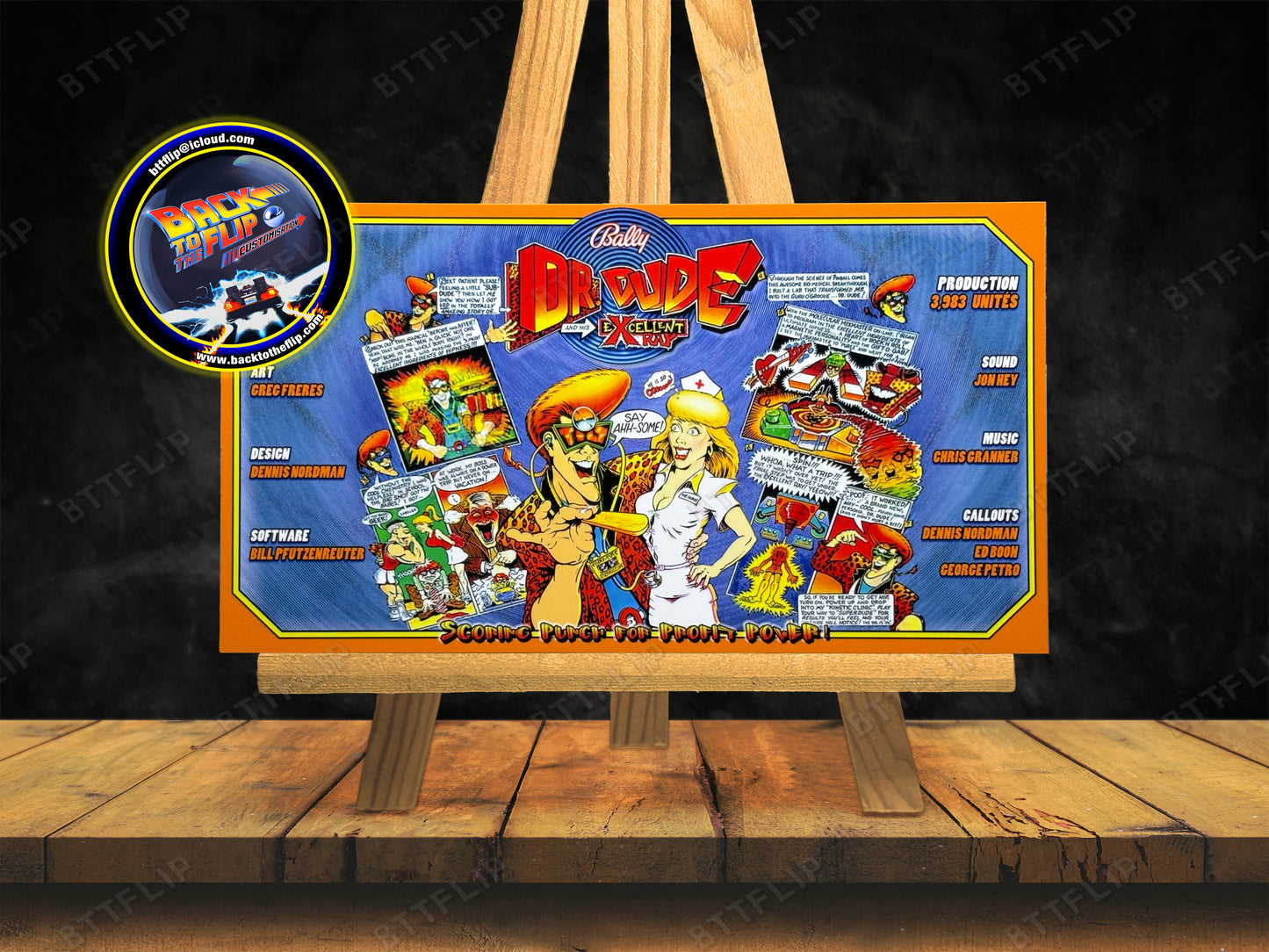 Bally Dr Dude 1990 Jeu Cartes règles Instructions Flipper Custom Apron V1