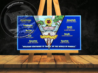 Cartes d'instructions custom apron flipper Williams Earthshaker 1989 (set de 2)