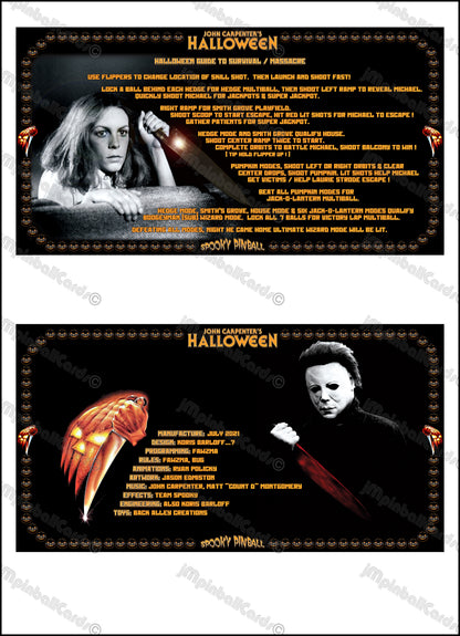 Instrucciones de tarjetas de juego SPOOKY Halloween 2021, delantal personalizado de pinball, reglas impresas V1