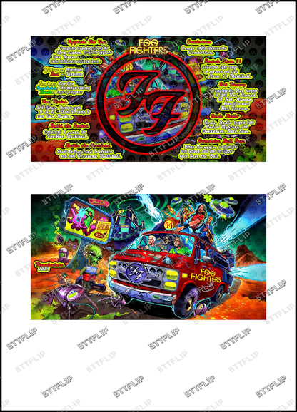Instrucciones para las tarjetas de juego Stern Foo Fighters 2023, delantal personalizado de pinball, reglas impresas