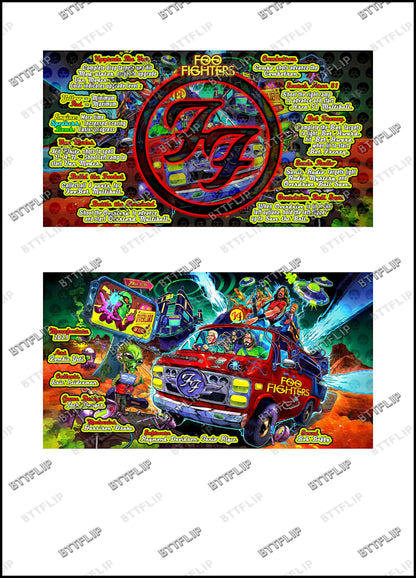 Instrucciones para las tarjetas de juego Stern Foo Fighters 2023, delantal personalizado de pinball, reglas impresas