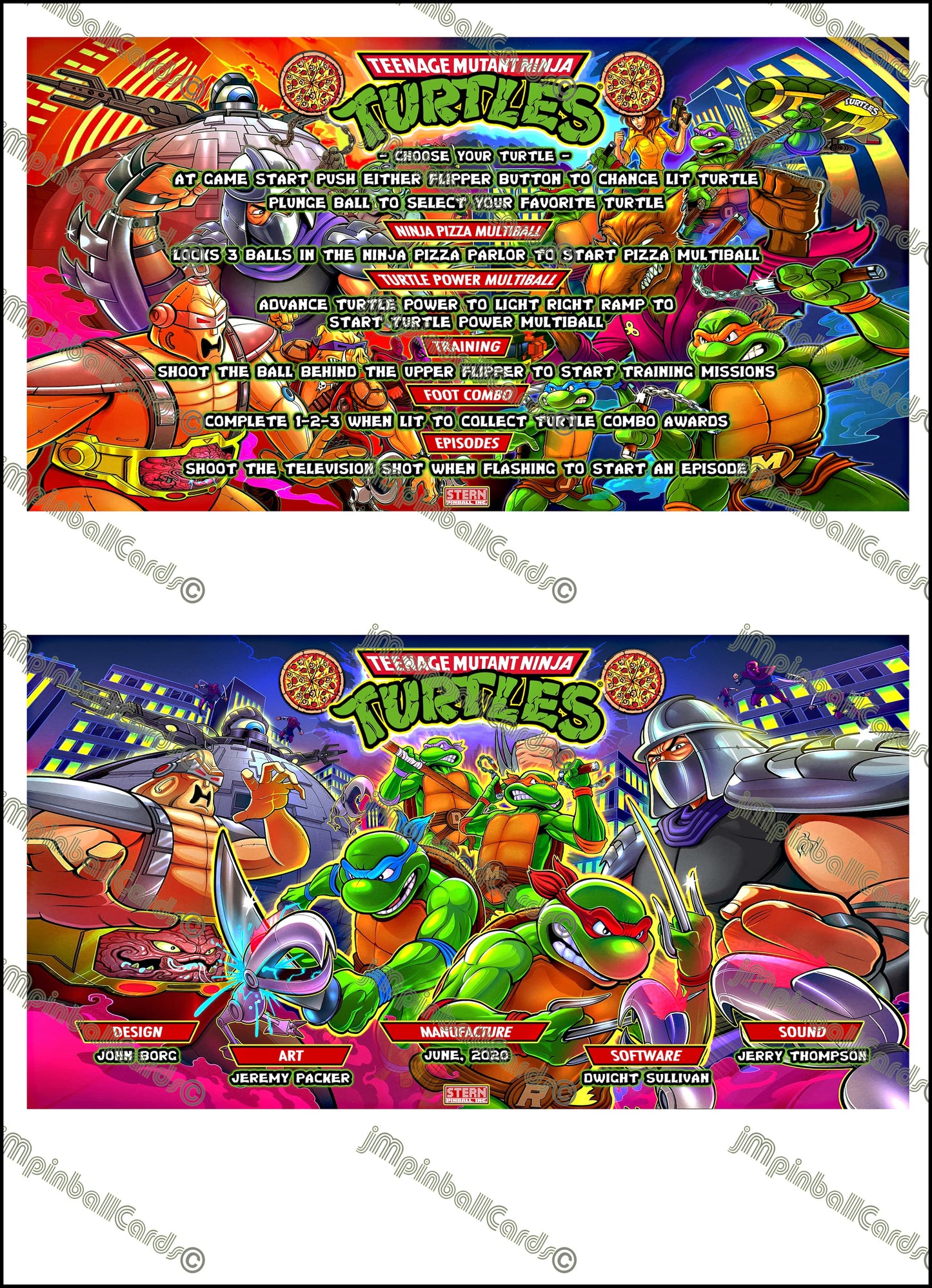 Stern Ninja Turtles 2020 Jeu Cartes Instructions Flipper Custom Apron règles imprimées V1