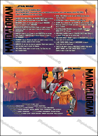 Stern Star Wars The Mandalorian 2021 Game Cards Instructions Flipper Custom Apron Printed Rules V1