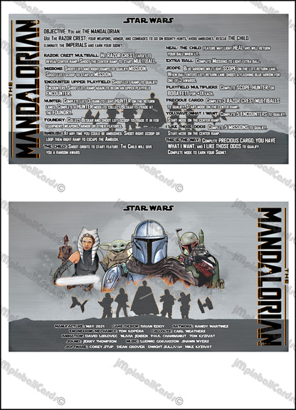 Instrucciones de las tarjetas del juego Stern Star Wars The Mandalorian 2021, delantal personalizado de pinball, reglas impresas V2