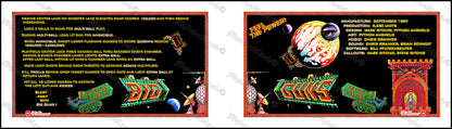 Instrucciones de las tarjetas de juego Williams Big Guns 1987, delantal personalizado de pinball, reglas impresas