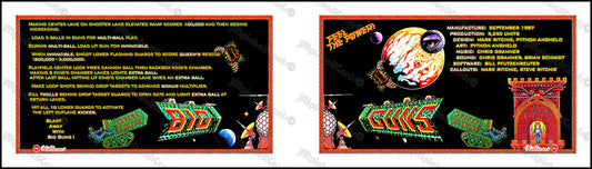 Instrucciones de las tarjetas de juego Williams Big Guns 1987, delantal personalizado de pinball, reglas impresas