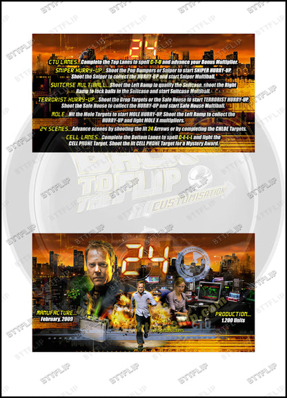 Cartes d'instructions custom apron flipper Stern 24 2009 V2 (set de 2)
