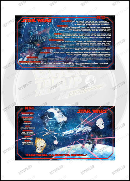Custom apron instruction cards flipper Data East Star Wars 1992 V3