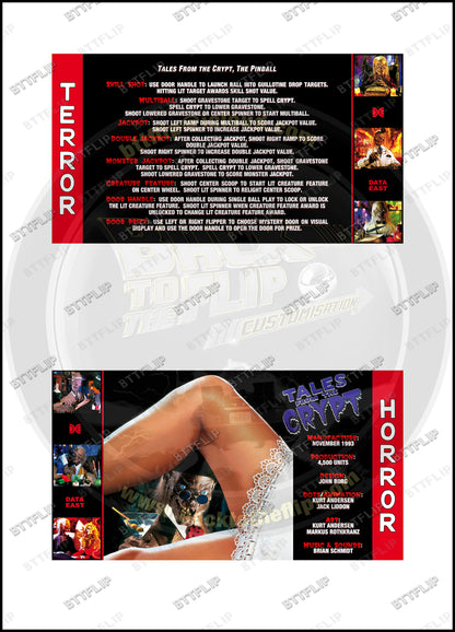 Cartes d'instructions custom apron flipper Data East Tales From The Crypt 1993 V3 (set de 2)