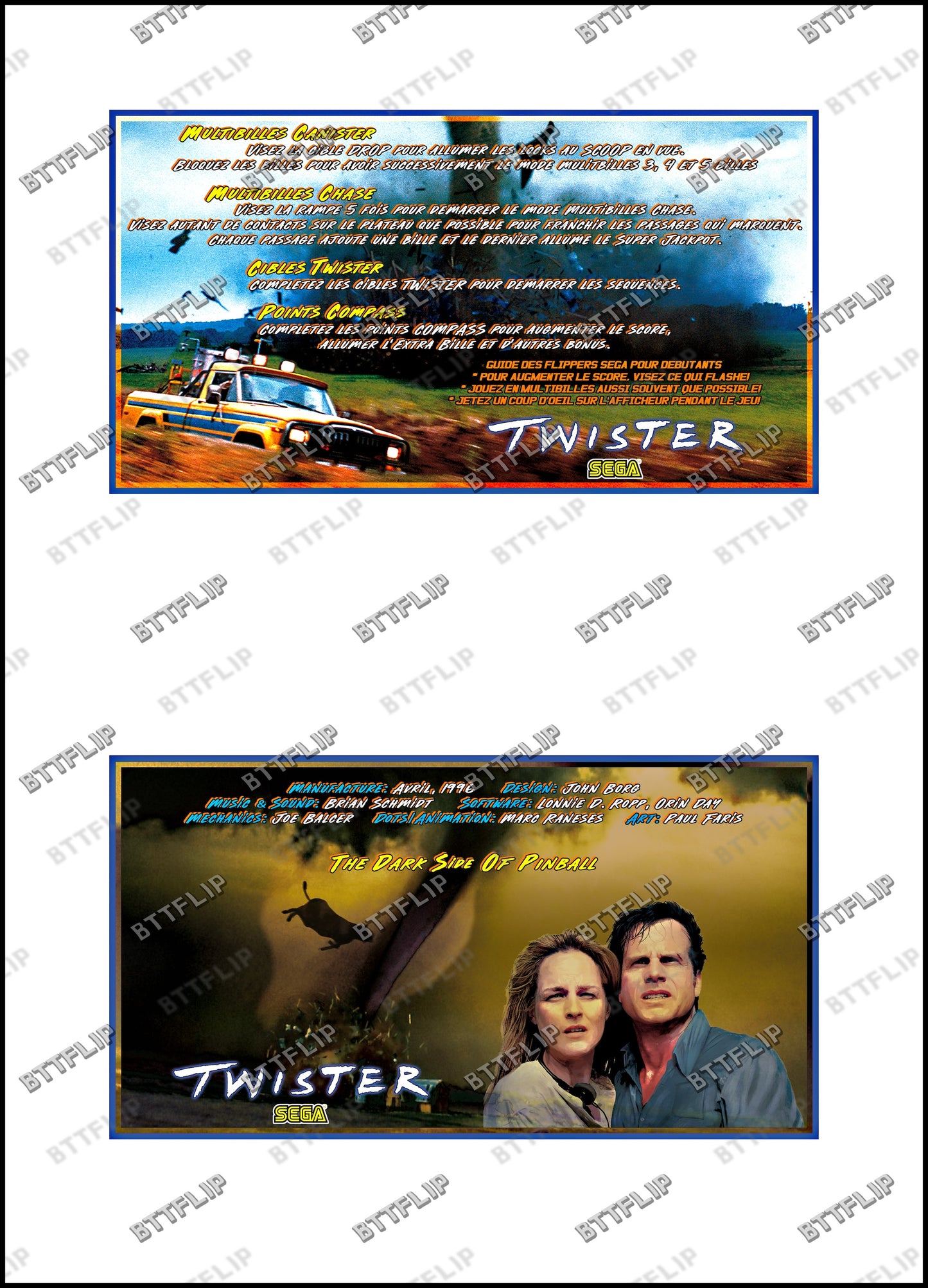 SEGA Twister 1996 Game Cards Instructions Pinball Custom Apron printed rules