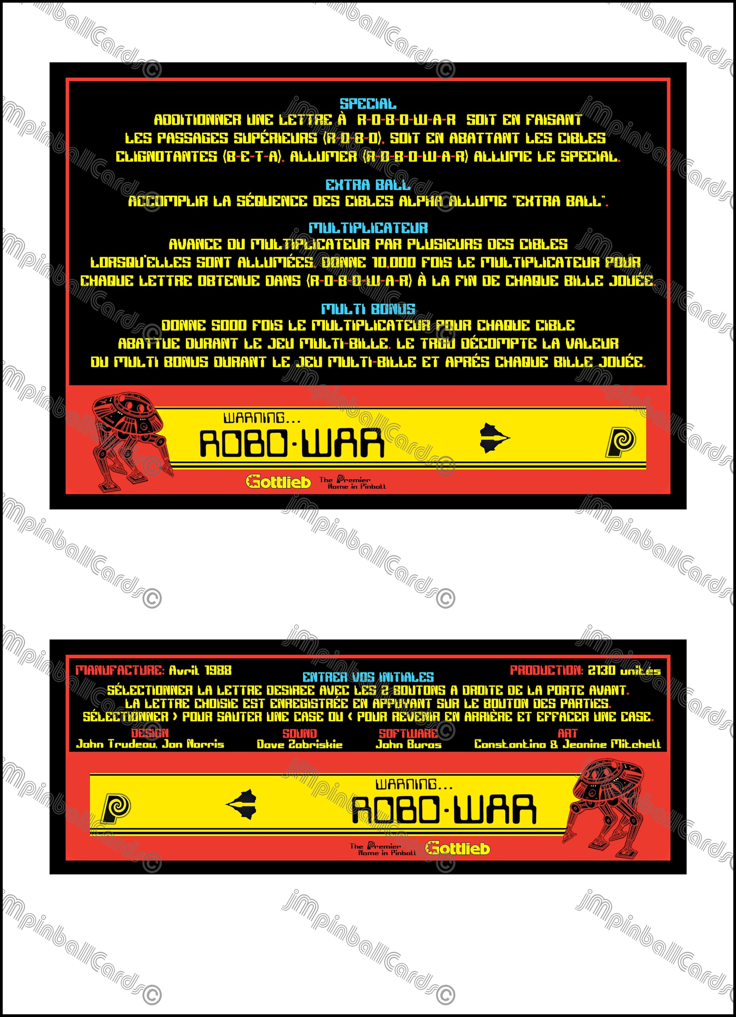 FLIPPER GOTTLIEB-MARS GOD OF WAR-KIT ELASTIQUES.DOIGT DE FLIPPER ROUGE