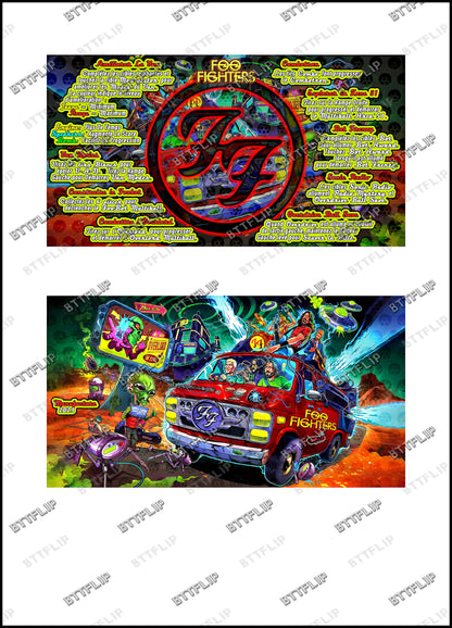 Instrucciones para las tarjetas de juego Stern Foo Fighters 2023, delantal personalizado de pinball, reglas impresas