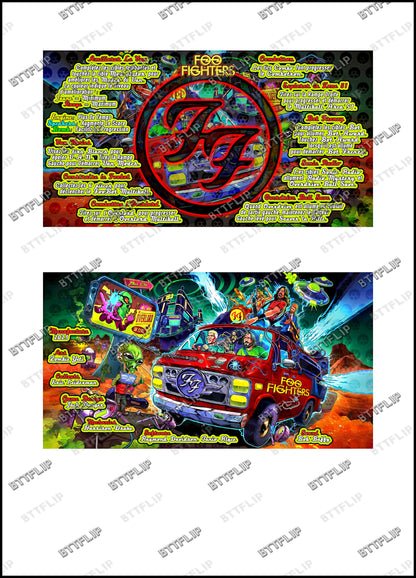 Instrucciones para las tarjetas de juego Stern Foo Fighters 2023, delantal personalizado de pinball, reglas impresas