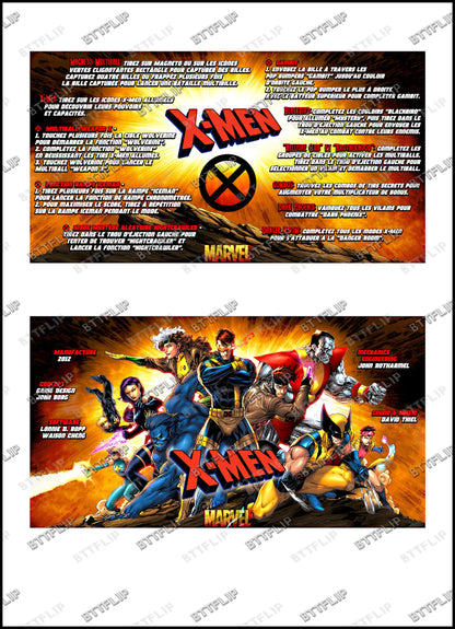 Instrucciones de las tarjetas del juego Stern X-MEN 2012 Delantal personalizado de pinball Reglas impresas