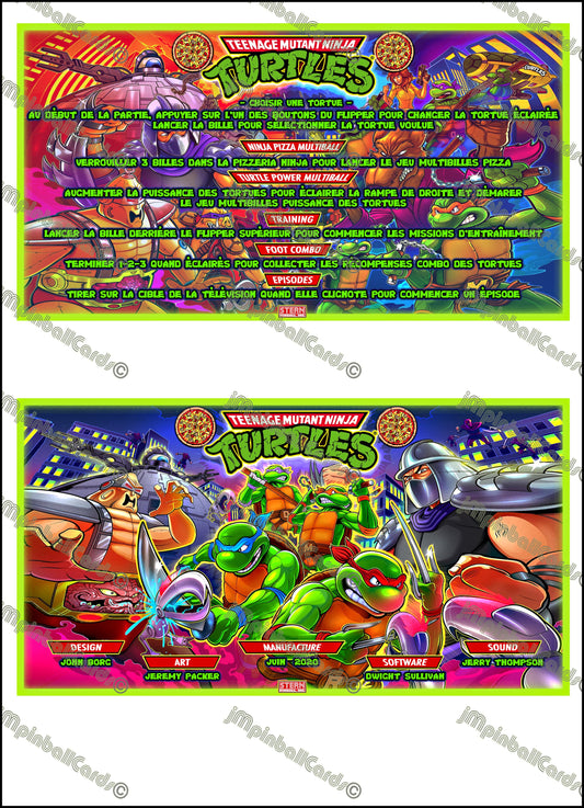 Stern Ninja Turtles 2020 Jeu Cartes Instructions Flipper Custom Apron règles imprimées V3