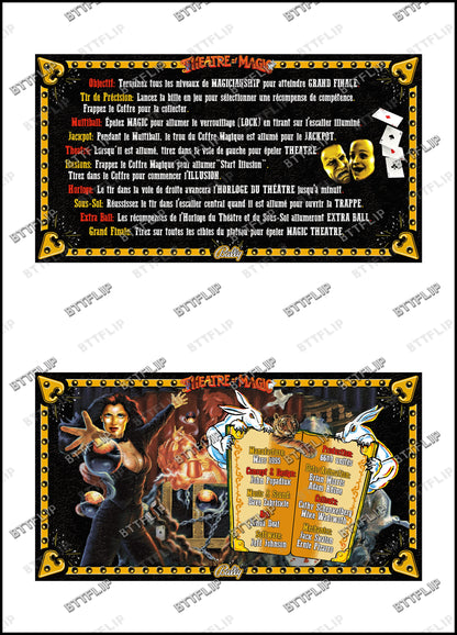Bally Theatre Of Magic 1995 Juego Cartas Reglas Instrucciones Flipper Delantal Personalizado