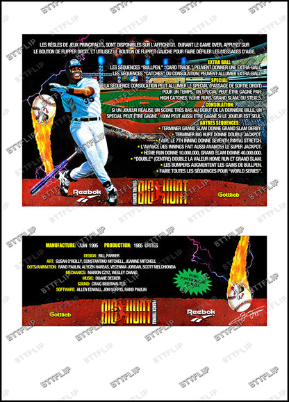 Gottlieb Big Hurt 1985 Juego Cartas Reglas Instrucciones Pinball Delantal Personalizado