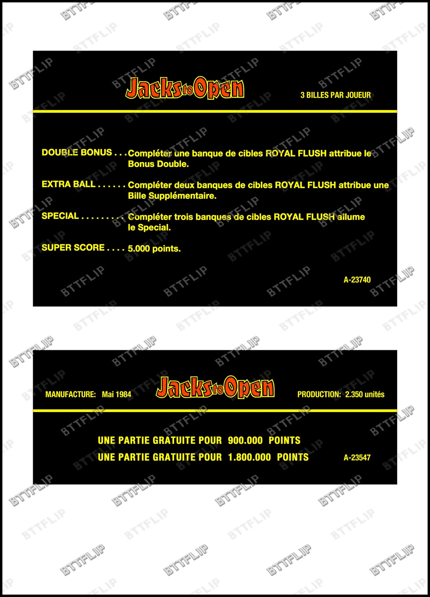 Gottlieb Jacks To Open 1984 Juego de Cartas Reglas Instrucciones Flipper Delantal Personalizado