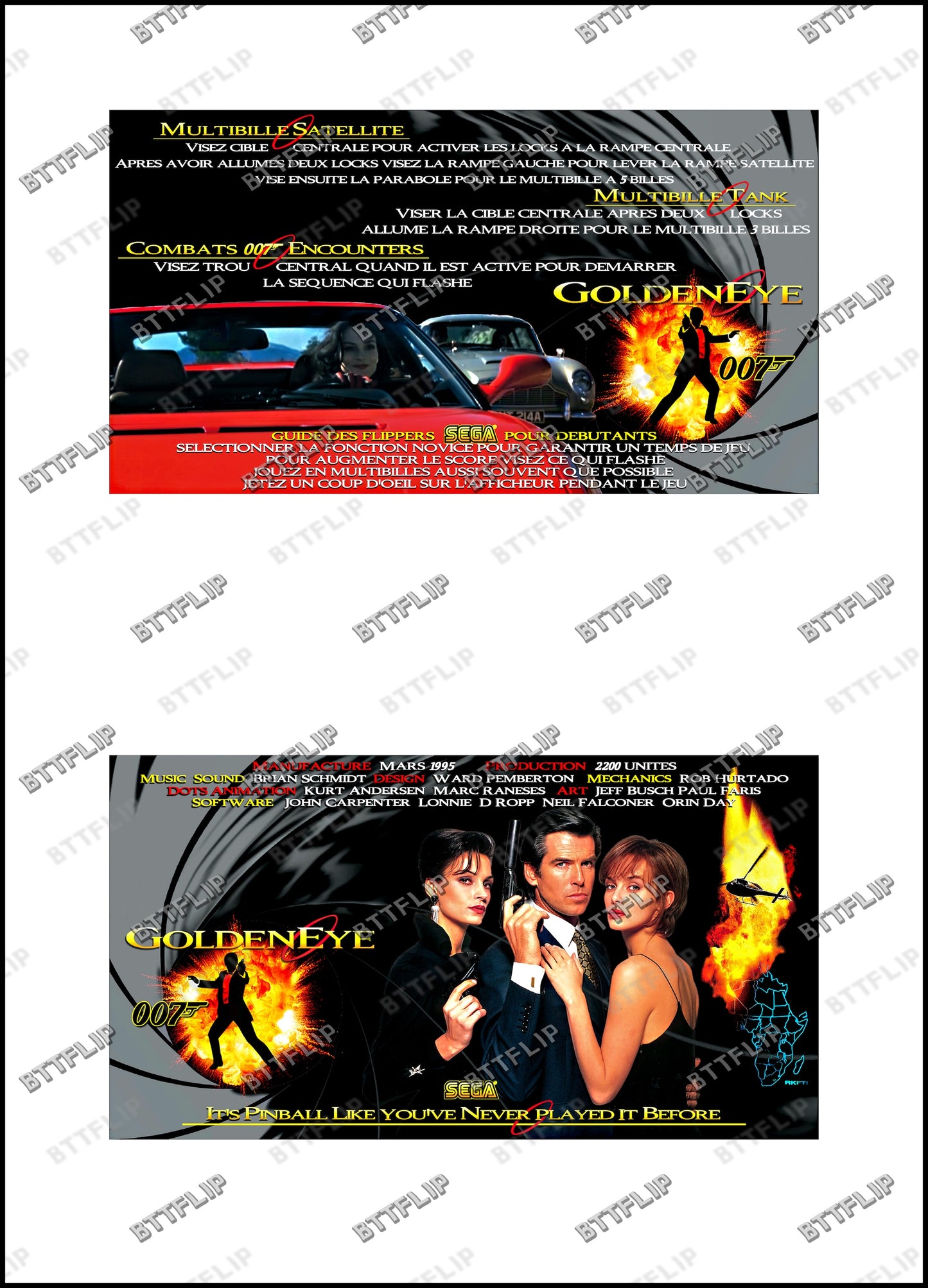 SEGA Golden Eye 007 James Bond 1996 Juego Cartas Reglas Instrucciones Pinball Custom Apron