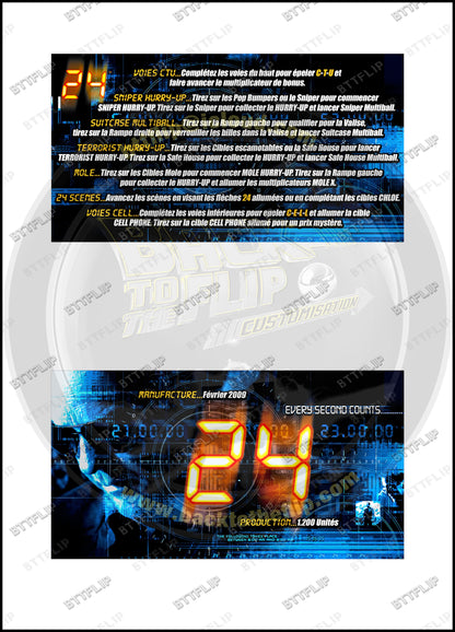 Cartes d'instructions custom apron flipper Stern 24 2009 V1 (set de 2)
