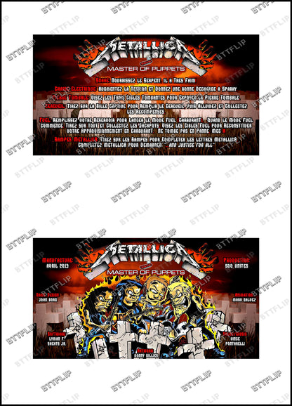 Stern Metallica Master Of Puppets 2013 Card Game Rules Instructions Pinball Custom Apron